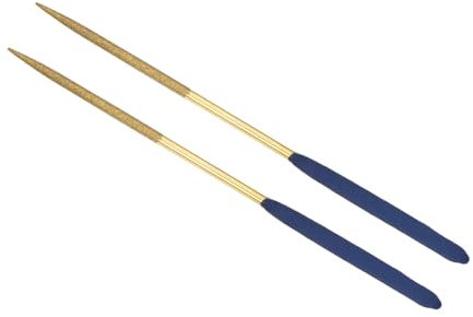 CoCud Lima ad Ago Rivestita in Diamante, Attacco 3mm Lunghezza 140mm, Lima Rotonda Rivestita in Titanio - (Applicazioni: per Metallo Vetro Pietra), 2pz