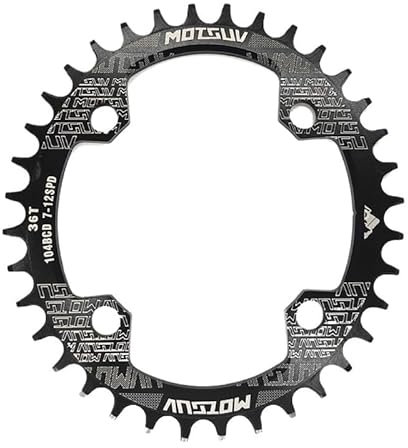 Platos para Bicicletas Plato Ovalado 104BCD for Bicicleta de montaña, angosto y Ancho, 32T, 34T, 36T, 38T, Piezas de Placa de un Solo Diente, 104 BCD (Color : Black 36T Oval)