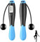 Corde à sauter avec compteur, corde à sauter lestée sans fil réglable avec compteur de calories pour exercices de fitness, entraînement intérieur et extérieur pour hommes, femmes, enfants (bleu)