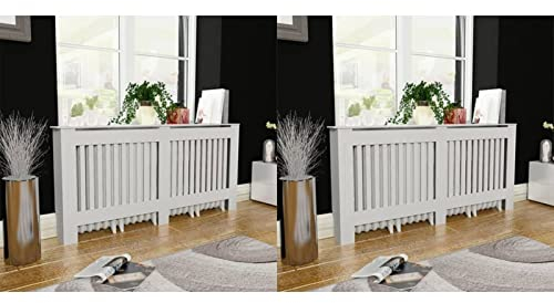 LAPOOH Heizkörperabdeckung 2 STK. Weiß MDF 172 cm, Heizung Verkleidung, Radiator Cover, Heizungsabdeckung, Verkleidung Heizkörper