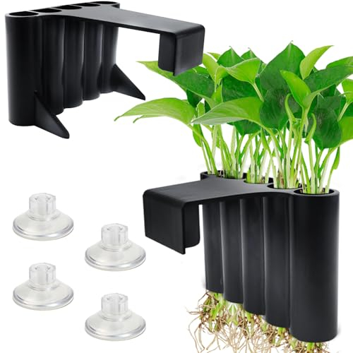 GZLFH 2 STK Pflanzenhalter Aquarium, Aquatic Plant Holder mit 4 STK Saugnäpfen, für Aquarium Aquaponic Pflanzenzucht Aquascape Dekorationen
