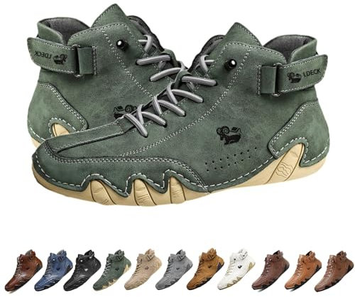 Stivali alti in pelle scamosciata fatti a mano in Italia, scarpe da ginnastica casual da uomo leggere e impermeabili Beck, scarpe da uomo a piedi nudi for escursioni e guida, stivali Chukka(verde,39 E