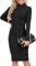 GRECERELLE Jumper Dress for Women UK Knitted Casual Mock Neck Long Sleeve Ladies Jumper Dress Slim Bodycon Stretch Winter Sweater Dresses Midi Dress (Black, L)