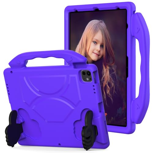 Kids Case for iPad Pro 12.9 2018/2020/2021/2022,Lightweight Sleeve with Kickstand+Handle,Shockproof Protection Cover,EVA Kid Friendly Tablet Case for iPad 12.9 6th/5th/4th/3rd Generation (Purple)