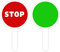 RAQUETTE STOP/VERT. PALETTE DE SIGNALISATION STOP/VERT. RAQUETTE CIRCULATION DU PUBLIC. PANNEAU SIGNALISATION AIDE AU TRAFIC. PANNEAU K10