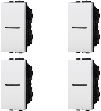 Interruttore Assiale 1P 16A Unipolare, Compatibile Con Bticino Living Light (4 Pezzi, Bianco)
