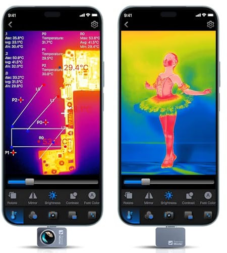 Thermal Master Wärmebildkamera Android P2 Pro Infrarot Kamera mit Makroobjektiv Wärmekamera 256x192 Super IR Auflösung 512x384, 1112°F Tempmessung 15x Zoom Kleinste Thermokamera 9g
