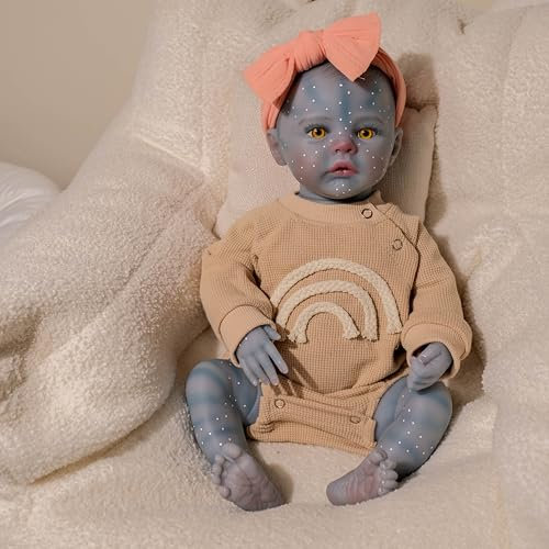 ROSHUAN Wiedergeborene Babypuppen Avatar 19 Zoll 48 cm Realistische Babypuppen Silikon Vollkörper Squishy Avatar Babies Lebensecht Echt Aussehende Neugeborene Avatar Puppen Spielzeug Geschenke