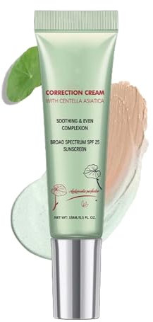 Color Correcting CC Cream, Getönte Gesichtscreme mit Centella Asiatica - Verbessert den Teint & Spendet Feuchtigkeit - mit LSF 25- Korean Make Up Fondation, Koreanische Pflege (Grün, 15g)