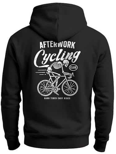 Neverless® Herren Hoodie Backprint Fahrrad Bike Afterwork Cycling Skelett Grafik Kapuzen-Pullover Männer Fashion Streetstyle Schwarz M