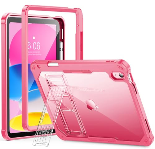 INFILAND Funda para iPad (A16) 11ª Generación 2025 11 Pulgadas,iPad 10ª Generación 2022 10,9 Pulgadas,Carcasa Transparente con Purpurina,Bonita Y A Prueba De Golpes (Rosa Pura)