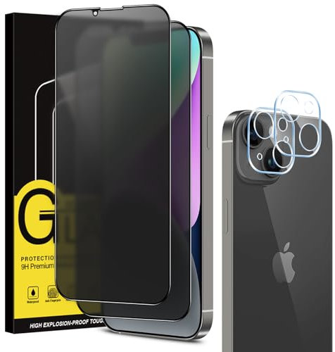 Coiwxmoi Matt Sichtschutz Panzer Schutz Glas für iPhone 14 und Kamera Glasfolie [2+2 Stück], Matte Sichtschutzfolie 9H Härte HD Anti-Spy Schutzfolie Blendschutz Anti-Fingerabdruck Kratzfest
