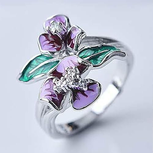 VCODWCSJO Creativo ed esagerato Gioielli Rosa Anello all'Ingrosso Materiale Metallico Petalo di rosa-AJZ580-7