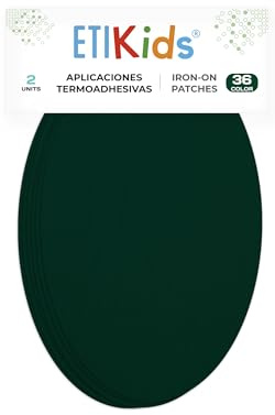 2 Dark Green Iron-On Fabric Repair Patches – Knee & Elbow Patches for Clothes, Trousers, Jackets, Sweaters & Shirts, 16 x 10 cm
