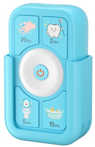 Timer for Kids Brushing: 2 Minutes Teeth Brush 20 Seconds Hand Washing 5 Min Toilet 15 Min Shower, Time Management Tool for Children - Blue Gifts for Kids