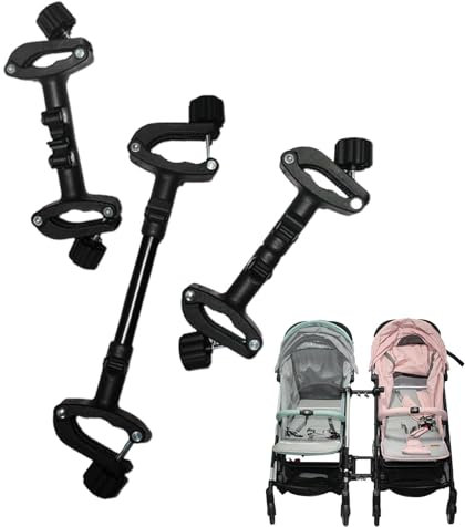 3pcs Cart Connector Baby Car Connector Stroller Connectors for Twins, Adjustable Lightweight Pram Adapter Fasteners, Made of Iron and ABS, for Buggies