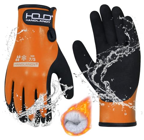 HANDLANDY HLDD wasserdichte Arbeitshandschuhe für Männer und Frauen, Gefrierhandschuhe für kaltes Wetter, thermische Winterhandschuhe mit Griffigkeit