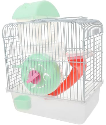 ibasenice Doppelstöckiger Hamsterkäfig mit Abnehmbarem Häuschen Großer Käfig für Kleine Haustiere Robustes Nagerheim für Hamster Rennmäuse und Zwerghamster Sicherer Spiel Schlafplatz