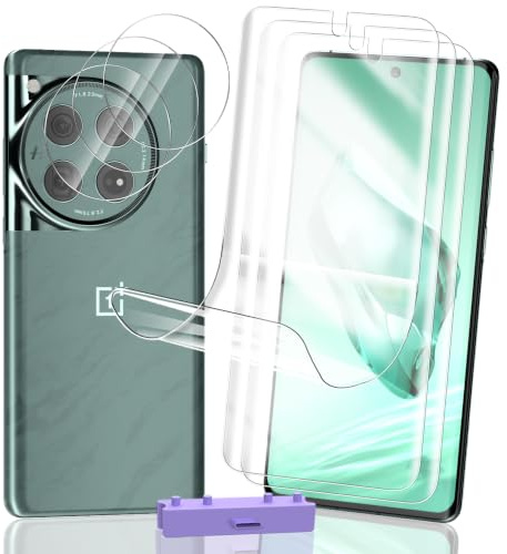 Rniidaaz 3+2 Piezas Protector de Pantalla para Oneplus 12 [No es de Cristal], Autocuración Film HD Flexible Protección de Película y Cristal Templado de Lente, Antiarañazos, Antihuellas
