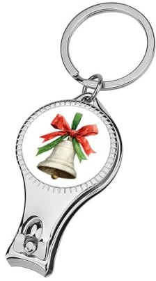 Vintage Sleigh Bell with Pine Green Ribbon Nail Clippers Toenail Clipper Cutters Professional Nail Trimmer Nail Cuticle Cutter for Women Men