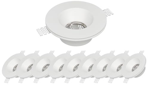 Set 10 Porta Faretto GU10 | Gesso Bianco Verniciabile | Tondo Conico | Ø 100 mm