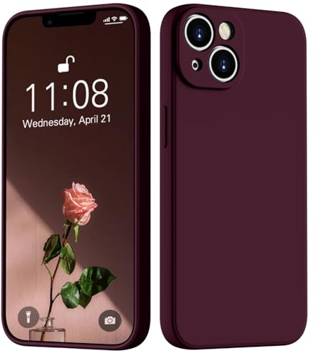 HGH Flüssig Silikon Hülle für iPhone 13, Weinrot | Handyhülle für iPhone 13 Hülle Dünn, 3-Schicht-Struktur FallSchutz Case mit Weiches Mikrofaser Futter