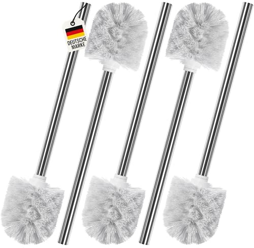WELLGRO 5er Set Toilettenbürste Weiß – WC Bürste Universal mit Ersatzbürstenkopf – Klobürste Ersatz WC Bürstenkopf Ø 7,8 cm austauschbar