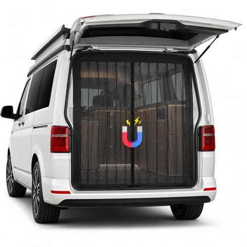 Peviasot Moskitonetz Van 165x165 cm, magnetisches Fliegengitter für VW T5 T6 T6.1, Vito, V-Klasse, California, Insektenschutznetz mit Magnetverschluss, für Heckklappe, Seitentür, Camping