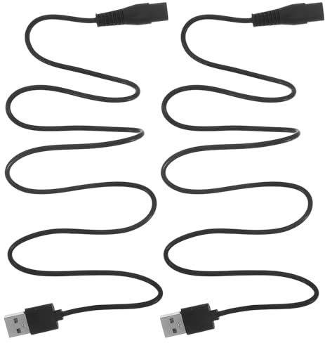 USB Rasierer Netzkabel 100w mit 8 Stück-stecker, 2 Stück | Kupferkern mit Gummiummantelung, für Rasierer und Trimmer, Schwarz, Universeller Anschluss
