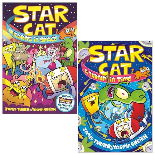 Star Cat Series 2 Books Collection Set by James Turner (A Turnip in Time!, Unicorns in Space!)