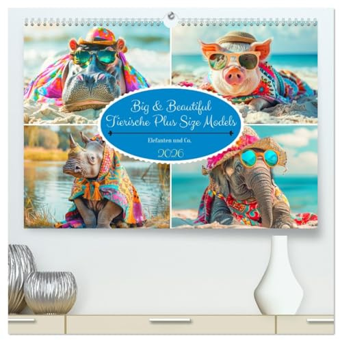 Big & Beautiful. Tierische Plus Size Models. Elefanten und Co. (hochwertiger Premium Wandkalender 2026 DIN A2 quer), Kunstdruck in Hochglanz: ... und noch großartigeren Stil! (CALVENDO Tiere)