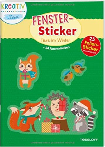 Fenster-Sticker Tiere im Winter: 24 Ausmalseiten und 25 Folien-Sticker
