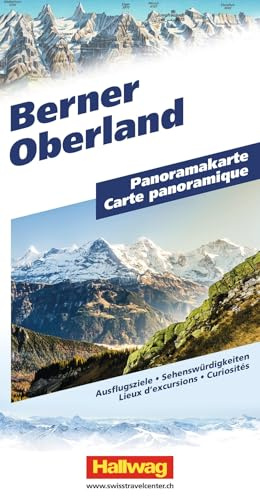 Hallwag Panoramakarte Berner Oberland: Faszinierende Landschaftskarte mit 3D-Darstellung