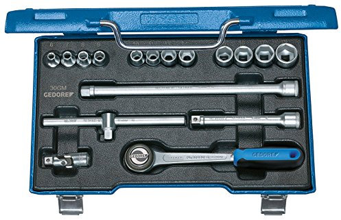 GEDORE 30 GMU-3 Socket Spanner Set 3/8 Inch 17-Piece Hexagonal 6-19 mm