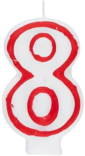 Number 8 Classic Birthday Candle (13cm) 1 Count - Perfect Celebration Candle for Any Events