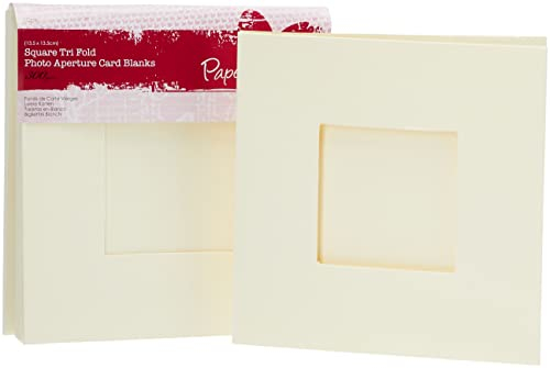 Papermania Cartes à Ouverture Carrée/Enveloppes à fenêtre à Trois Volets (10PK 300Gsm) - Crème