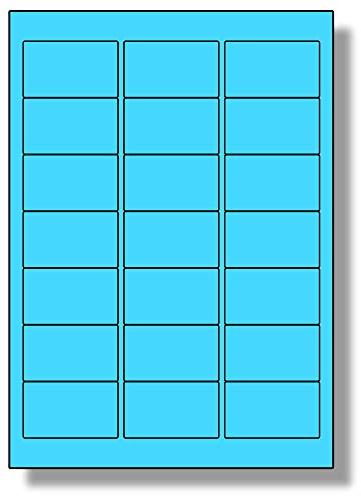Label Planet® 21 Per Page/Sheet, 5 Sheets (105 Sticky Blue Labels), Blank Plain Matt Quality A4 Coloured Paper Stickers, for Laser/Copier/Inkjet Printer, UK LP21/63C, 63.5 x 38.1 MM, Colour Coding