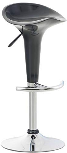 CLP Barhocker Saddle mit drehbarem Kunsttoffsitz und Fußablage I Höhenverstellbarer Hocker mit Metallgestell in Chrom-Optik, Farbe:grau