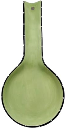 ACK Tuscany Ruffle Pistachio Green Hand Painted Ceramic Spoon Rest, Cooking Spoon Holder for Kitchen Counter, Utensil Rest for Spoon, Ladle, Spatula, Kitchen Décor