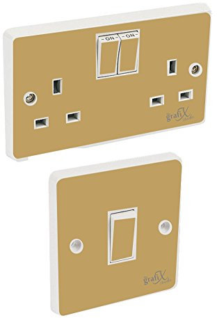 Gold Gloss Light Switch & Double Socket Sticker Vinyl / Skin cover
