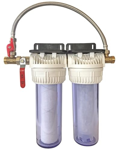 AQUAWATER - 104175 - Doppelfilterstation mit Filtrations- und Antikalkkartuschen - Kartuschendauer: 6 Monate - Made in France