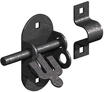 Wyre Direct Oval Pad Bolt - Gate Lock for Secure & Sturdy Closure, Black Gate Bolt Ideal for Wooden Gates, Stable Door Bolt, Bolt Lock for Gate - Reliable Shed Bolts for Doors & Gate Bolts Set (4inch)