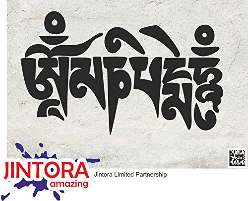 JINTORA - Autoaufkleber Tuning - Auto Aufkleber - Om Mani Padme Hum - 162x99 mm - Auto Sticker Bus Fenster Heckscheibe Camper wetterfest Outdoor Sticker Auto Deko LKW Tuning Selbstklebend - schwarz