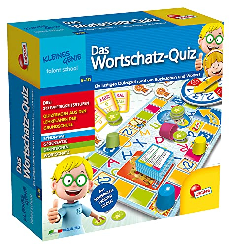 Lisciani - KLEINE GENIE- Das Wortschatz-Quiz - Lustiges Quizspiel Rund um Buchstaben und Wörterl - Großformat - Förderung von Wortschatz, Rechtschreibung ung Grammatik - Ab 5 Jahren