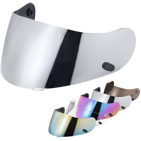 HJC Helmvisiere für HJ-09 CL-16 CL-17 CL-ST CL-SP CS-R1 CS-R2 CS-15 TR-1 FG-15 HS-11 FS-15 FS-11 Ersatzvisier Motorradhelmlinse (Chrom Silber)