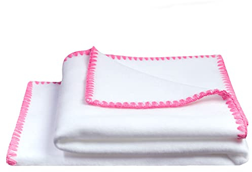 Soft-Fleece Baby-Decke – Polarfleece-Schmuse-Decke mit Muschel-Häkelstich – flauschige Baby-Kuscheldecke – 80x100 cm – 320 pink – von ’zoeppritz since 1828’