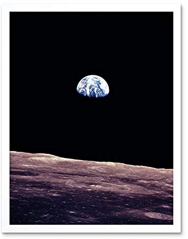 Wee Blue Coo Space Photo Planet Earth Lunar Surface Moon Landscape USA Art Print Framed Poster Wall Decor Kunstdruck Poster Wand-Dekor-12X16 Zoll