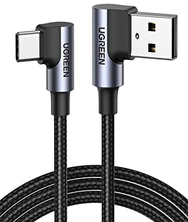 UGREEN Cavo USB C a A 90 Gradi, Cable Type C Ricarica Rapida 3A Compatibile con iPhone 16/15 Plus Pro Max, Galaxy S24/S23/S22, Pixel 9/8, PS5, Drone, ecc. 1M