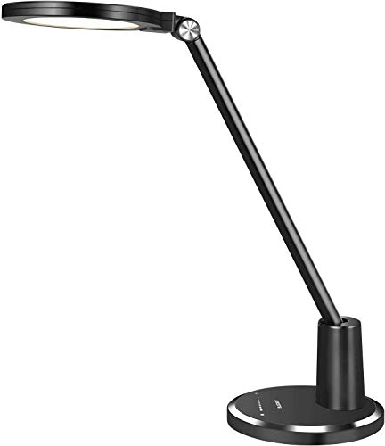 JUKSTG Lampada da Scrivania LED, Protezione Degli Occhi 10 Livelli di Luminosità 5 Modalità Touch Control Lampada da Tavolo Dimmerabili Lettura Studio Lampade da lavoro(Nero)