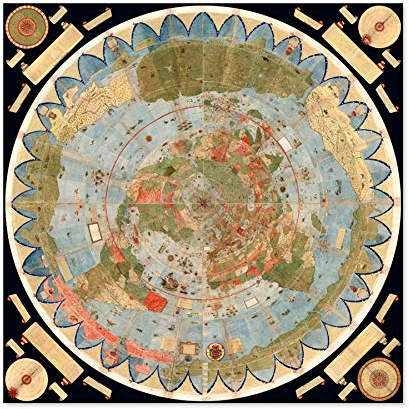 Artery8 Karte Monte 1587 Composite World Pictorial Ungerahmter großer Druck 61x61 cm